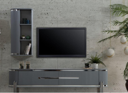TV stand TV-cabinet lowboard shelves sideboard table modern gray luxury new